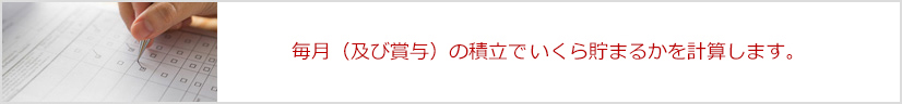 毎月（及び賞与）の積立で、いくら貯まるかを計算します。